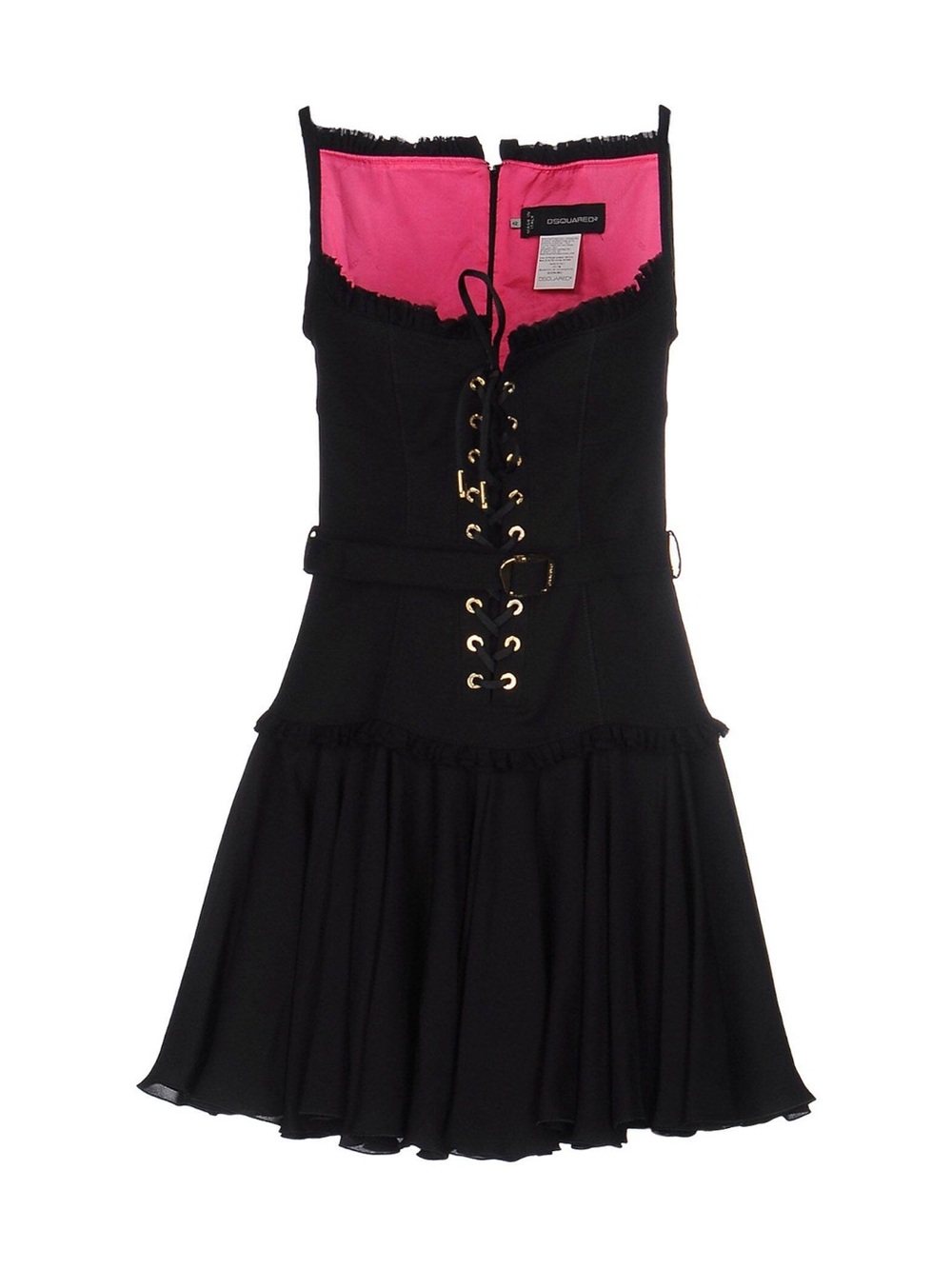 DSQUARED2 Black Mini Dress with Pink Lining, Size 6